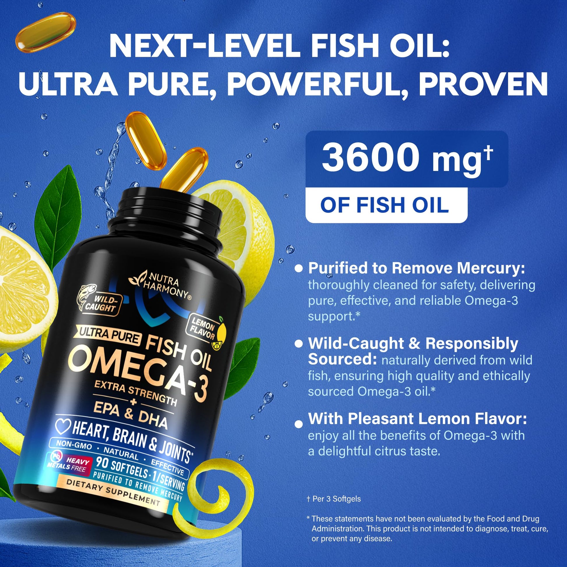 Authentic USA imported Nutraharmony fish oil packaging