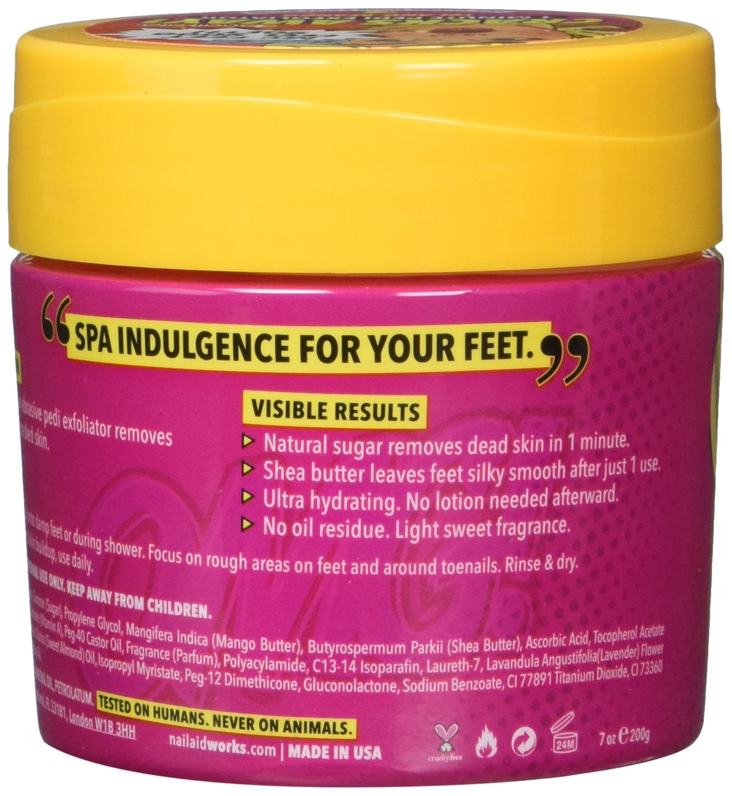 Nail-Aid clear mango pedicure exfoliator packaging highlighting the ultra hydrating benefits