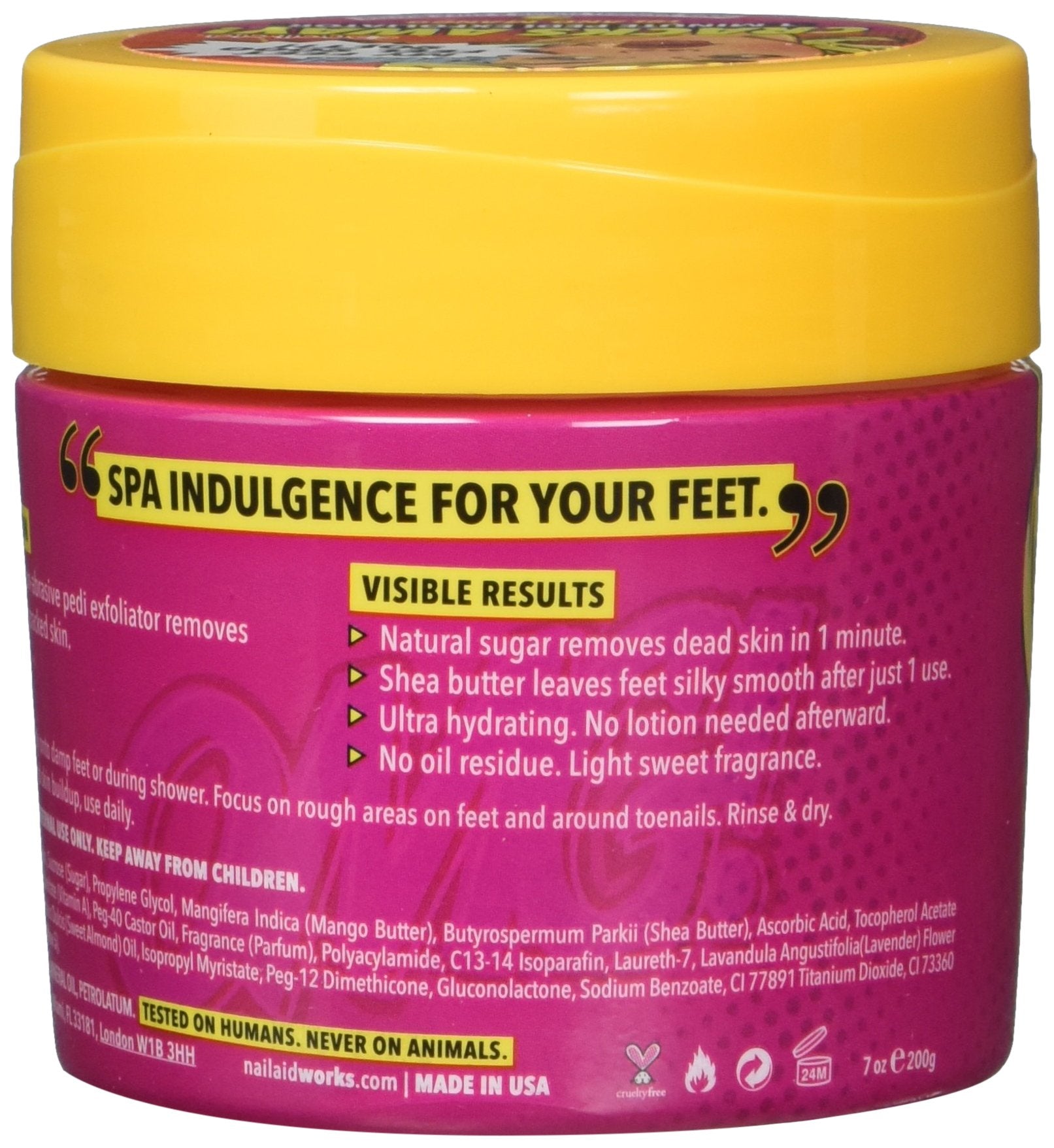 Nail-Aid clear mango pedicure exfoliator packaging highlighting the ultra hydrating benefits