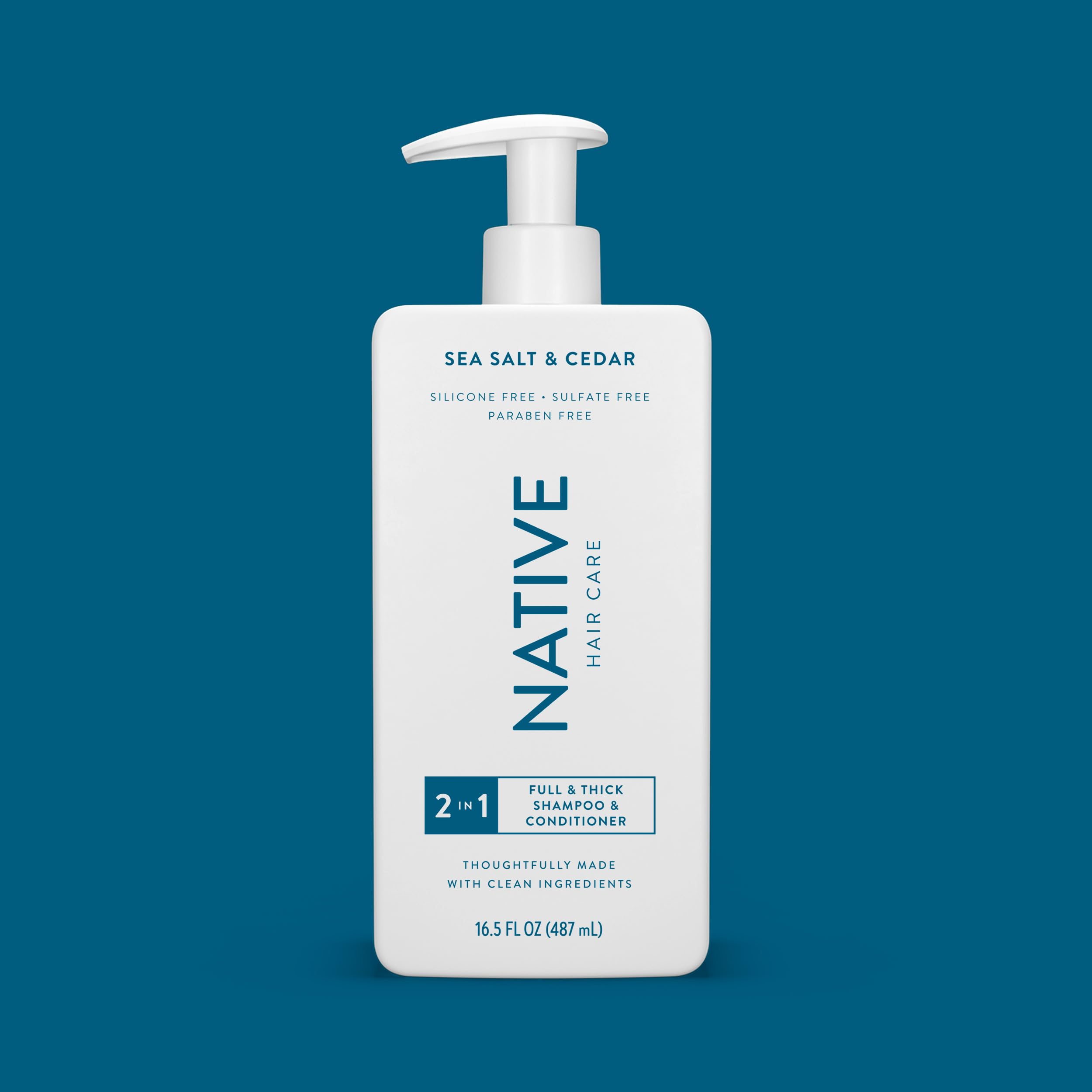 Native full and thick 2-in-1 hair care bottle