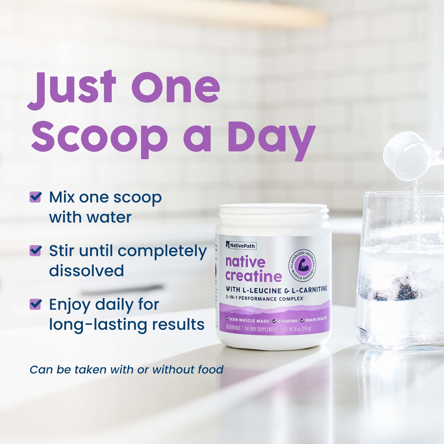 NativePath Creatine Monohydrate Powder supplement facts