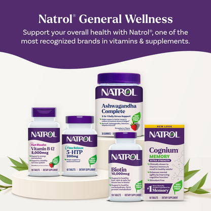 Full commercial view of genuine imported Natrol B12 dietary supplement bottle for Indian consumers