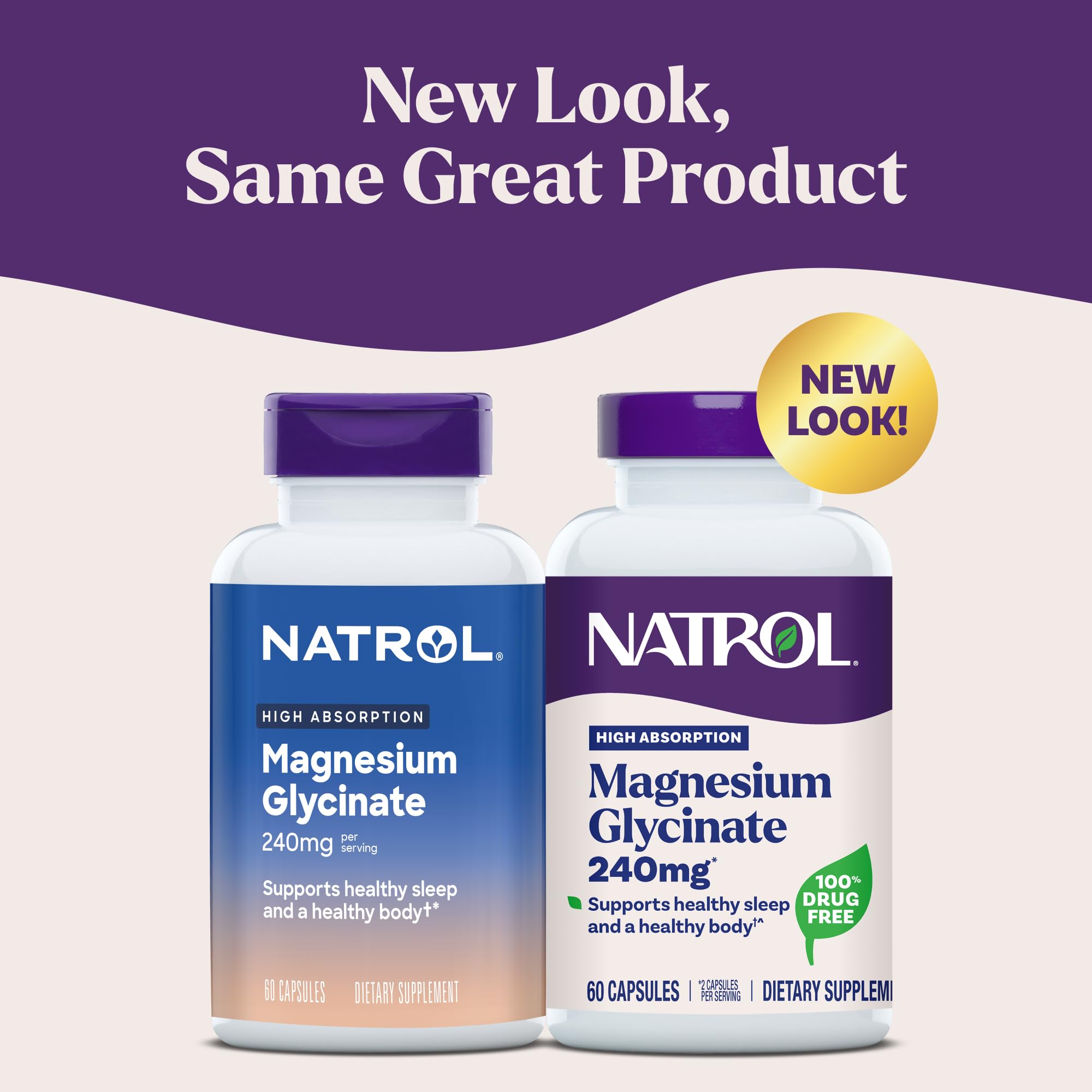 Natrol Magnesium Glycinate 60 vegetarian capsules supplement facts and ingredients