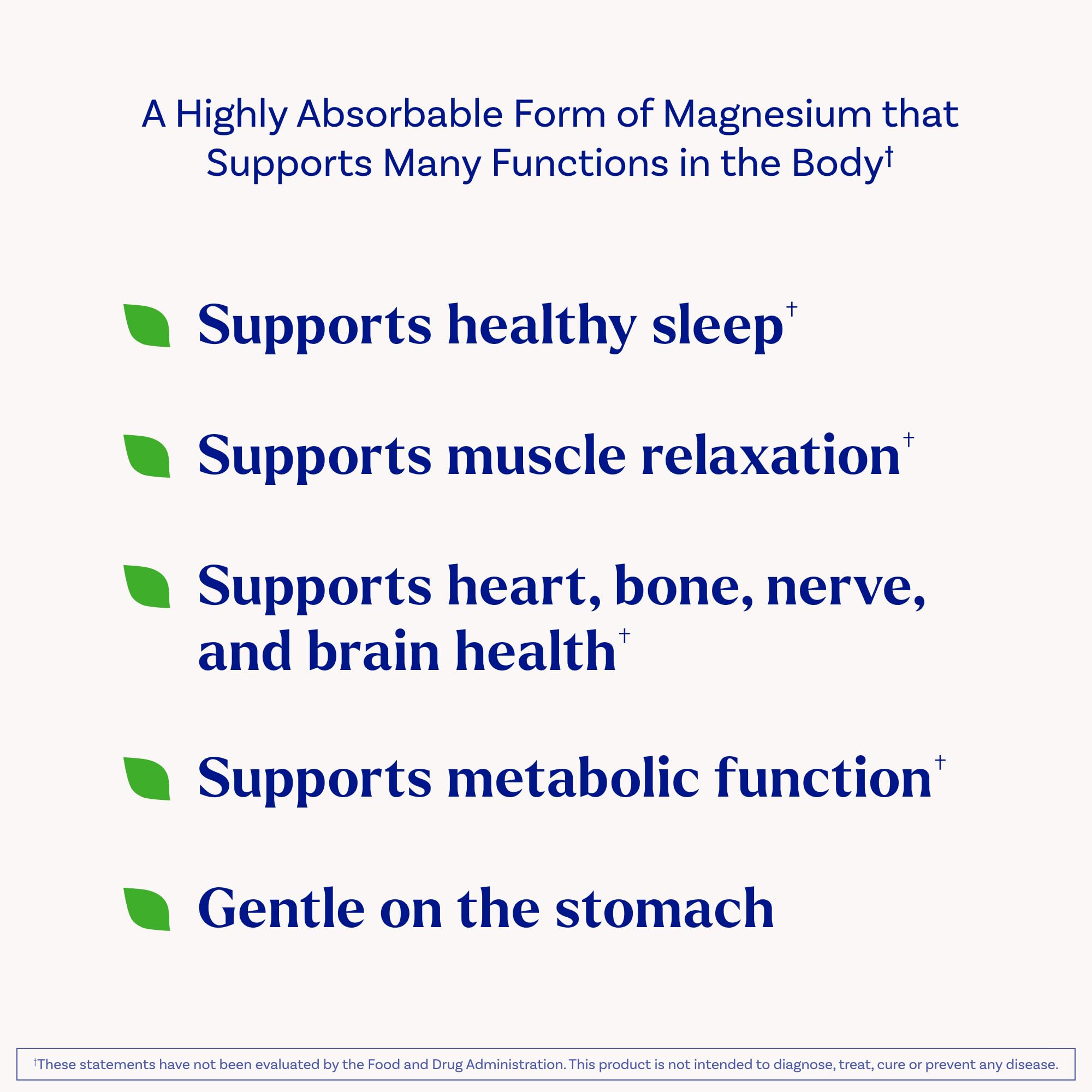 Natrol High Absorption Magnesium Glycinate bottle showcasing drug free sleep benefits