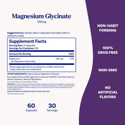 Natrol Magnesium Glycinate capsules for stomach gentle dietary mineral replenishment
