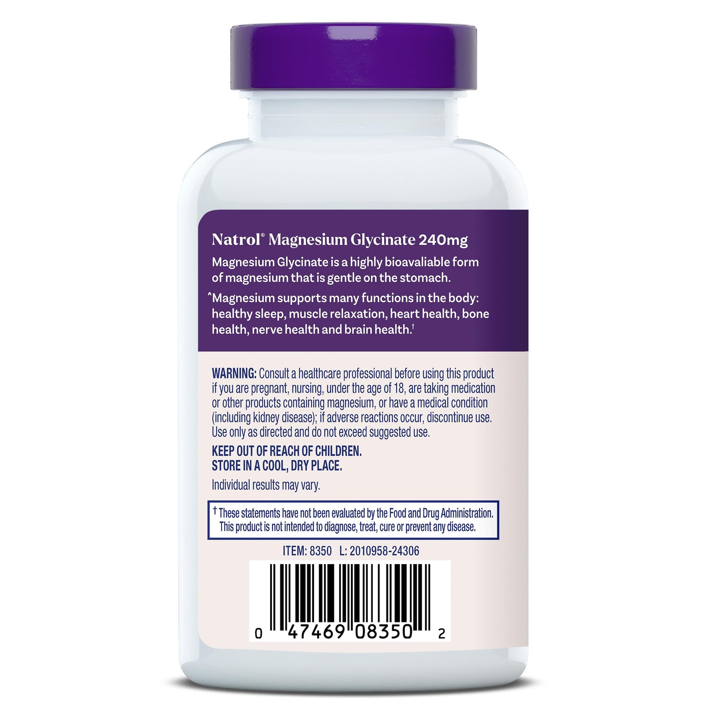 Premium Natrol Magnesium Glycinate dietary supplement for daily relaxation support