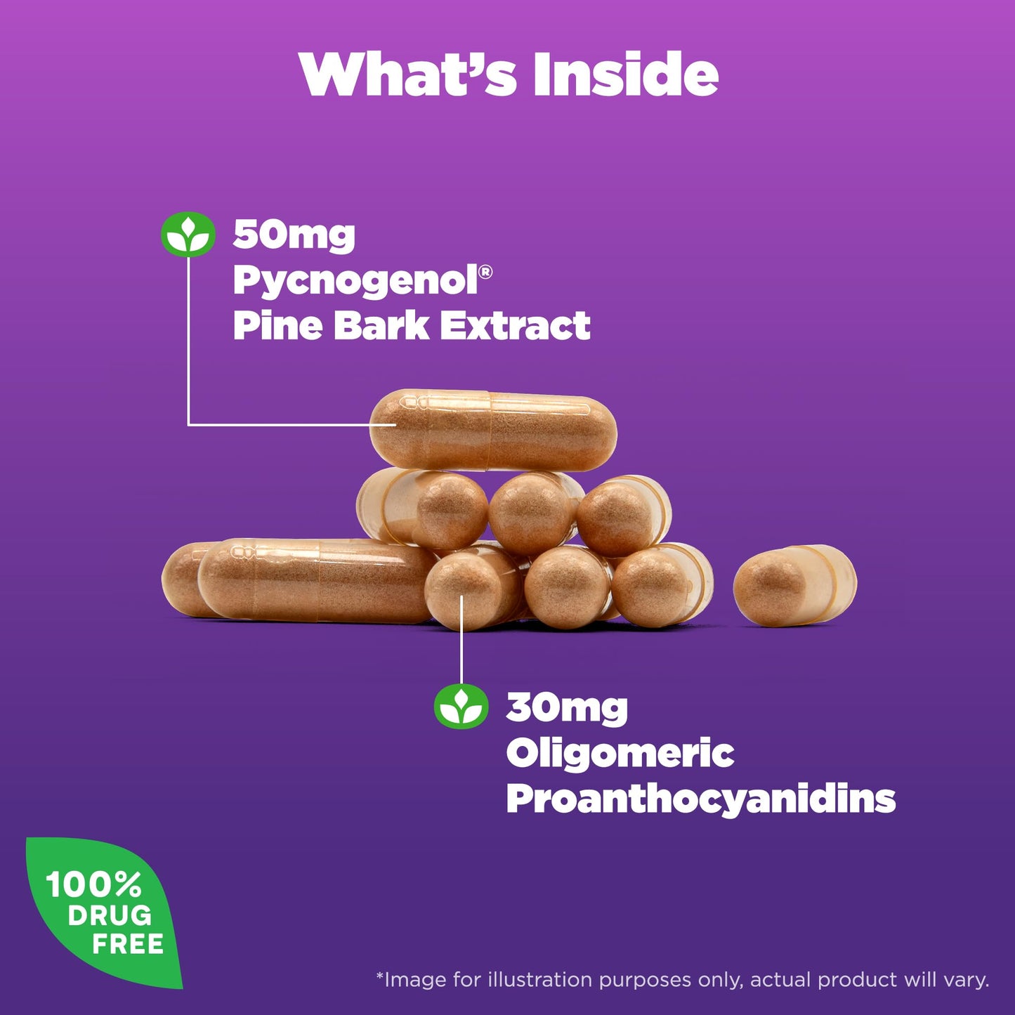 Natrol pine bark extract 50mg capsules nutritional facts and usage directions.