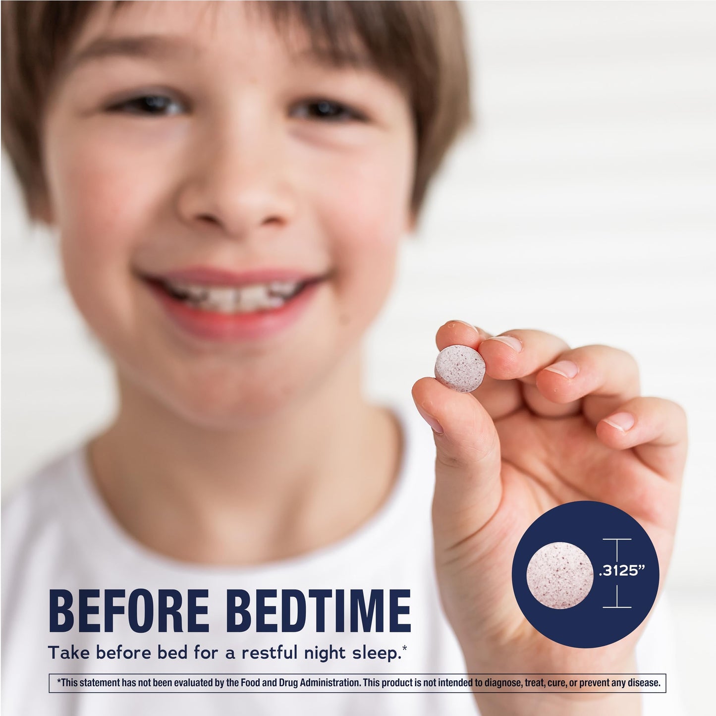 Close up view of Natural Vitality Kids Calm Sleep grape flavor chewable tablets bottle opening