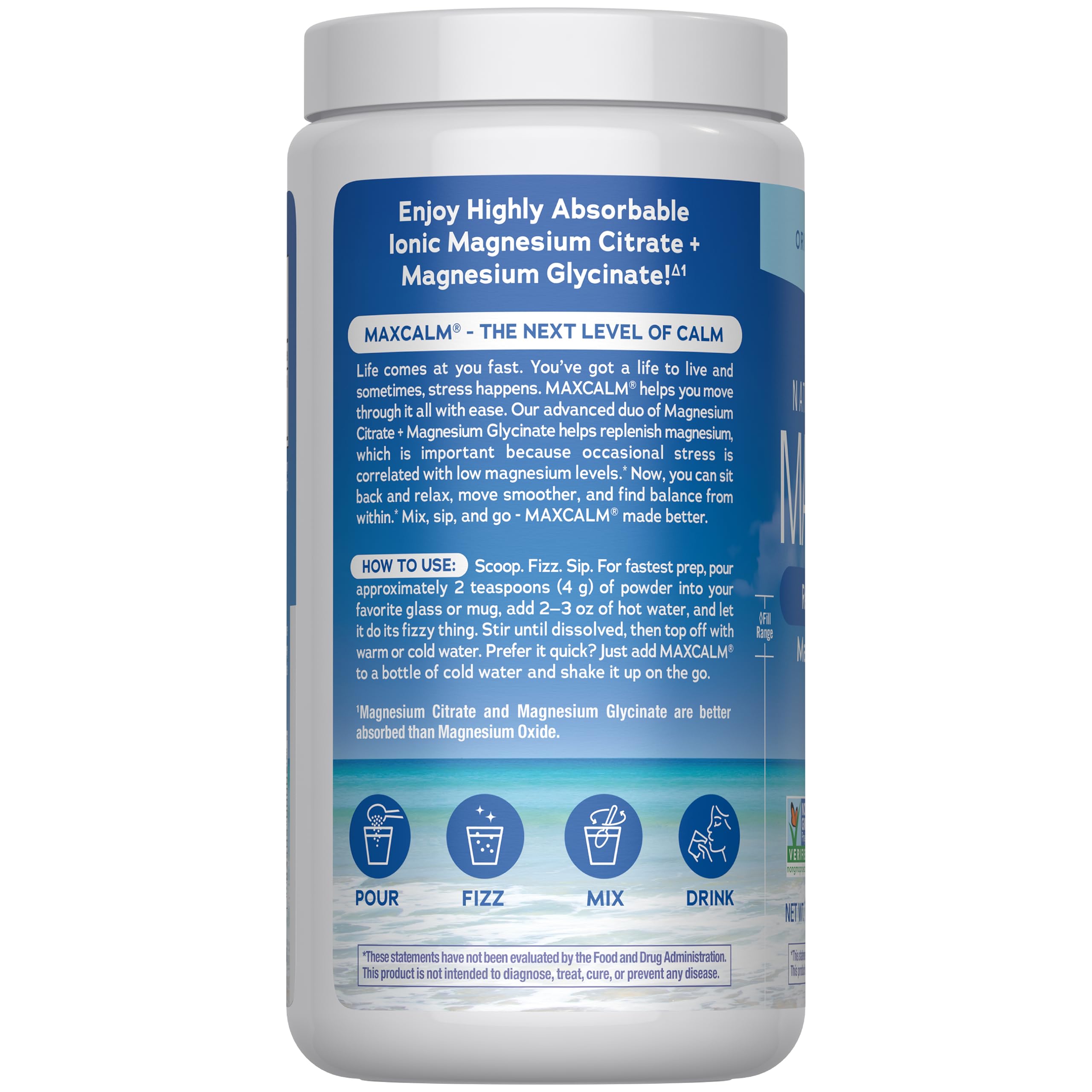 Natural Vitality Calm 16 Ounce original unflavored ionic magnesium citrate powder