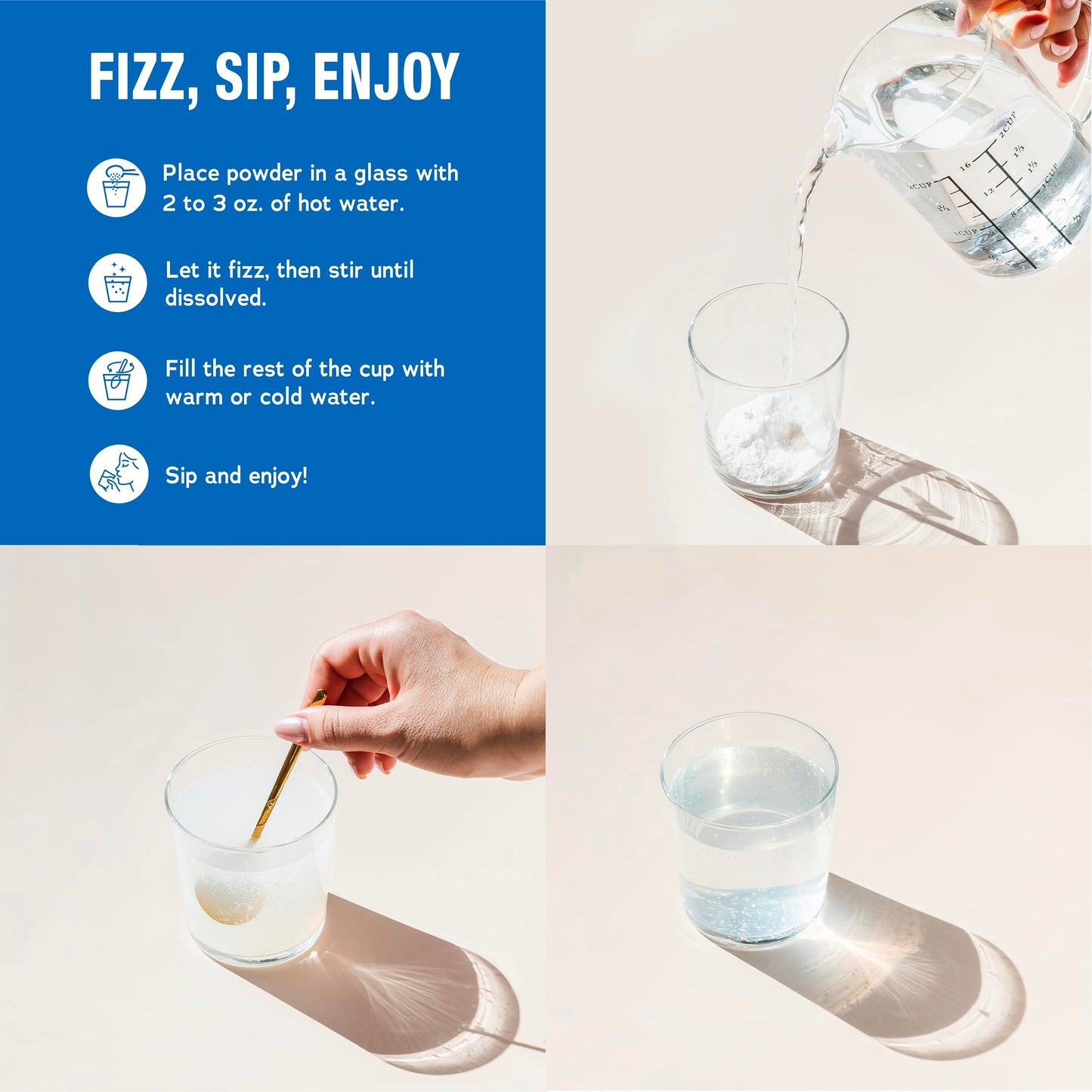 Natural Vitality Calm supplement preparation instructions and fizzing directions