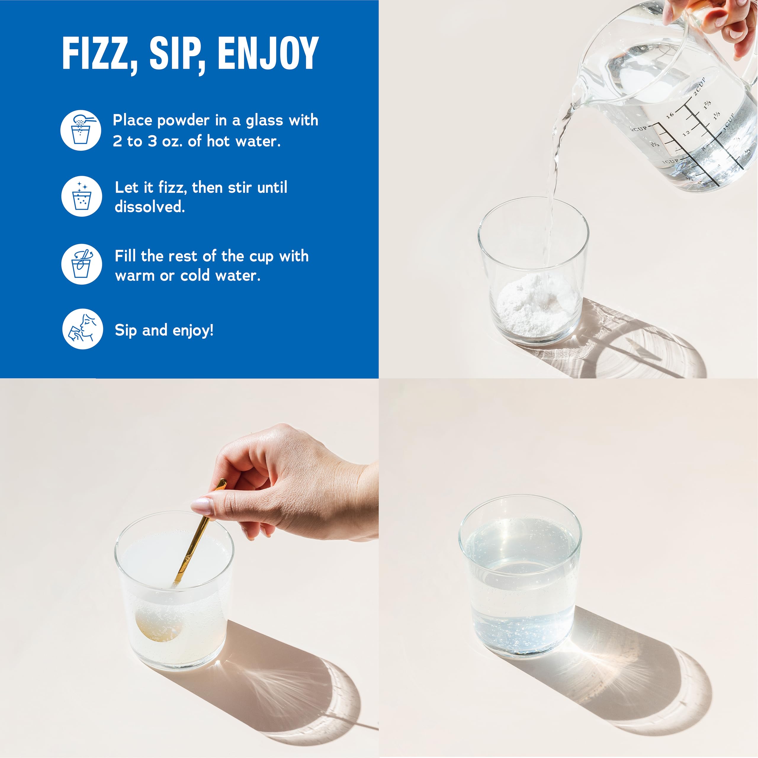 Natural Vitality Calm supplement preparation instructions and fizzing directions