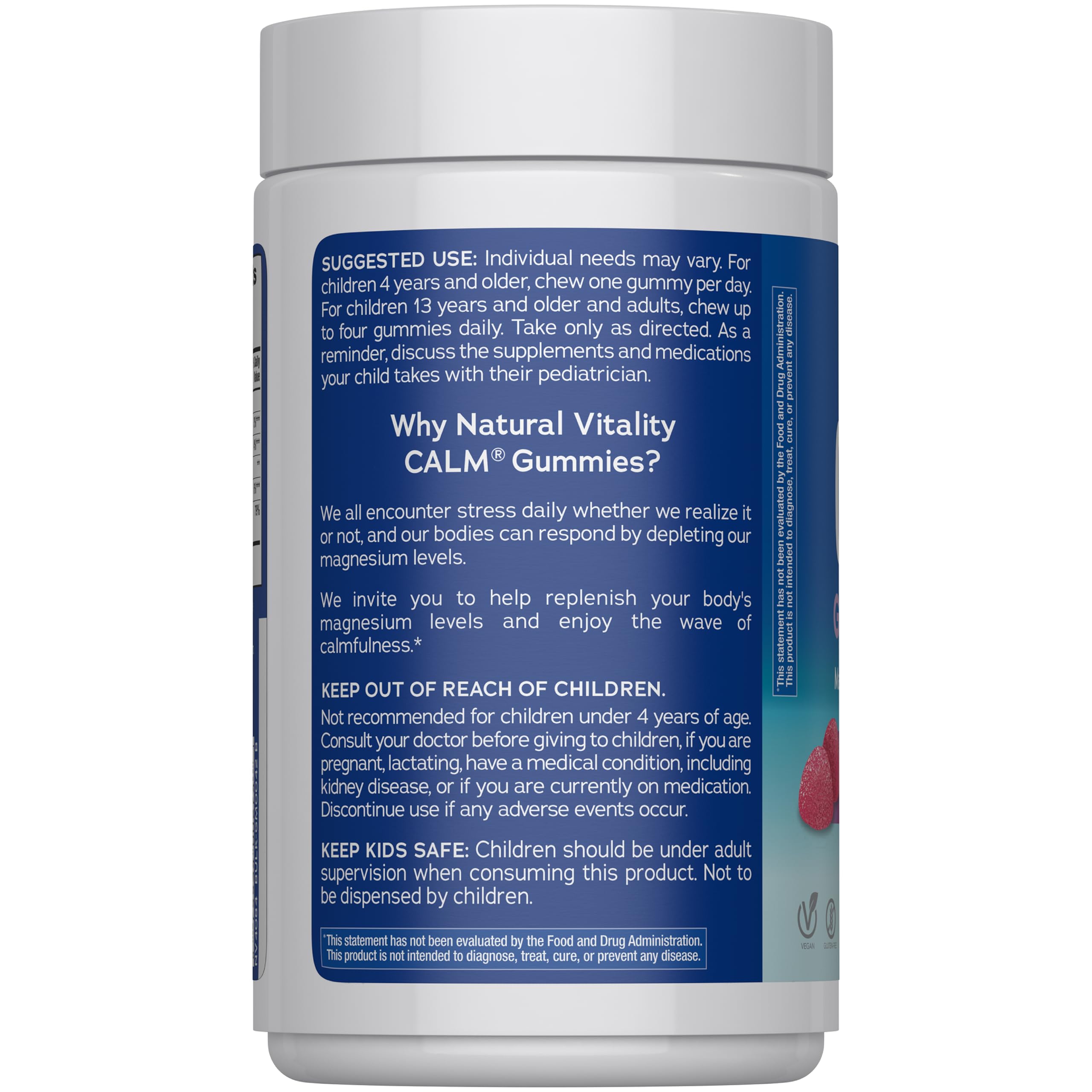 Natural Vitality anti stress magnesium citrate vegan gummies in raspberry lemon flavor