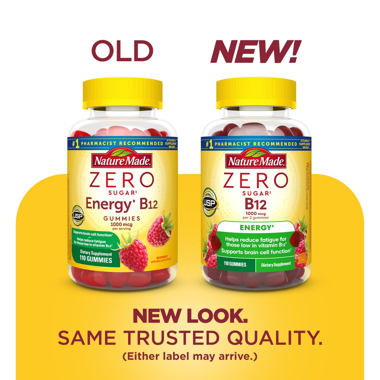 Nature Made B12 1000 micrograms gummy supplement label details