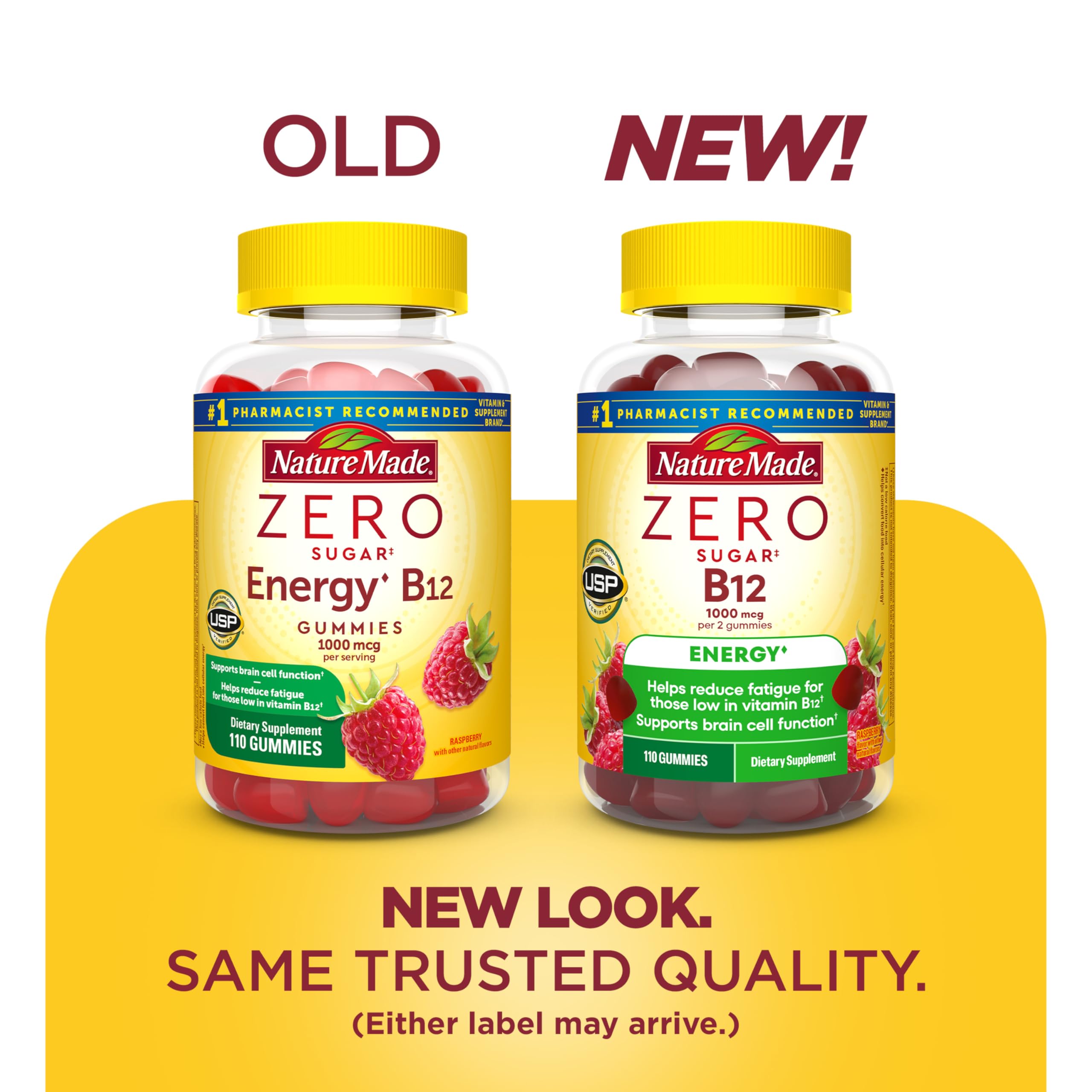 Nature Made B12 1000 micrograms gummy supplement label details
