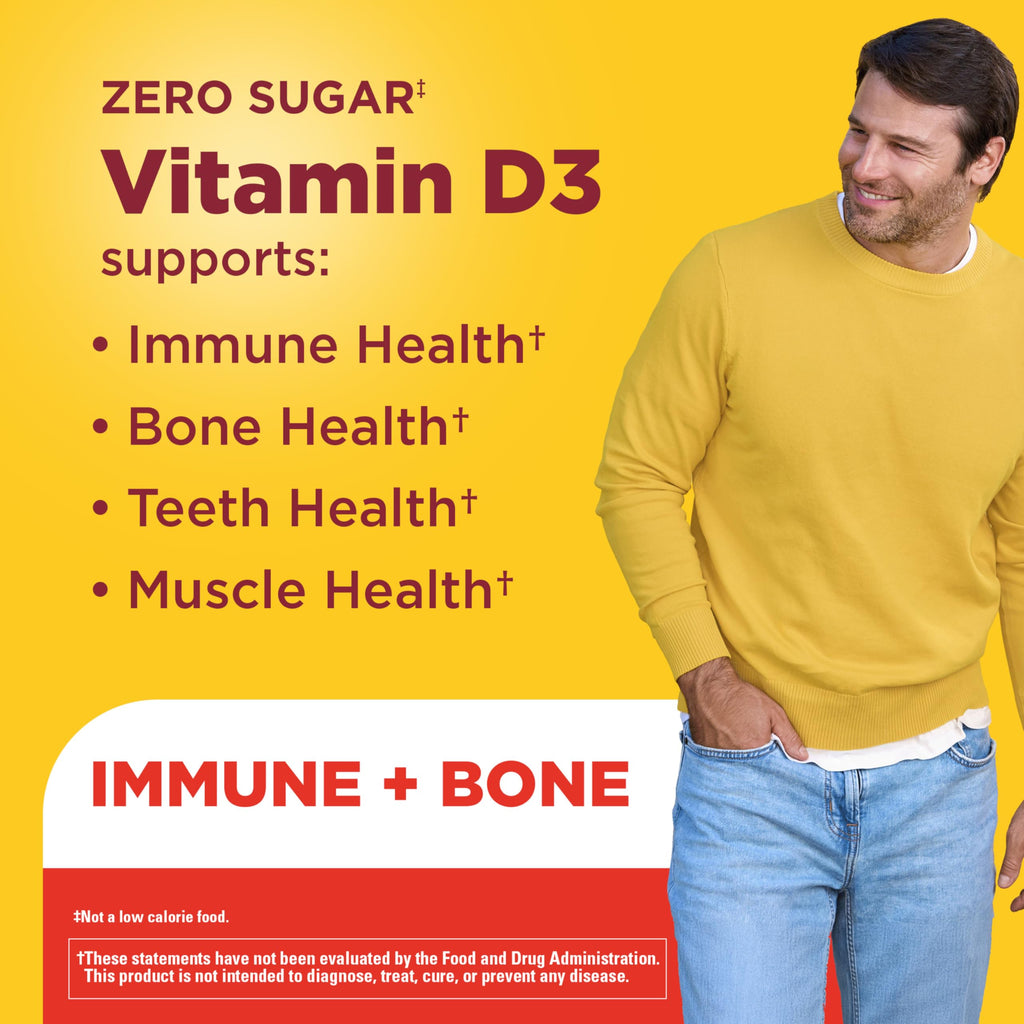 Nature Made Zero Sugar Vitamin D3 Gummies ingredient details close up
