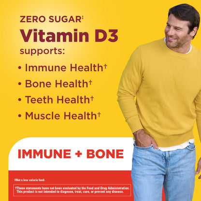 Nature Made Zero Sugar D3 supplement bottle side view
