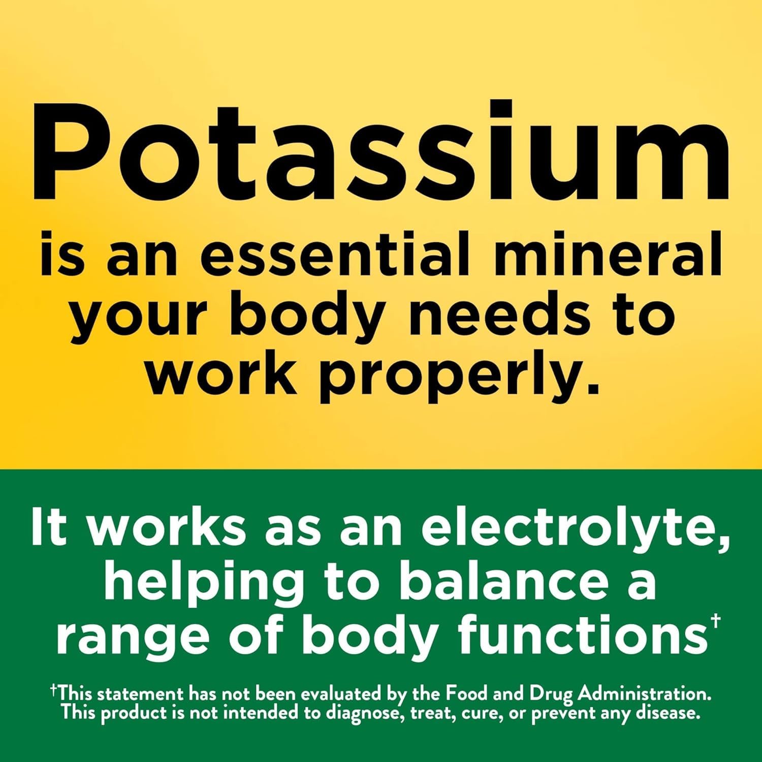Nature Made Potassium Gluconate dietary supplement nutritional facts label
