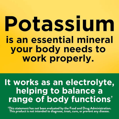 Nature Made Potassium Gluconate dietary supplement nutritional facts label