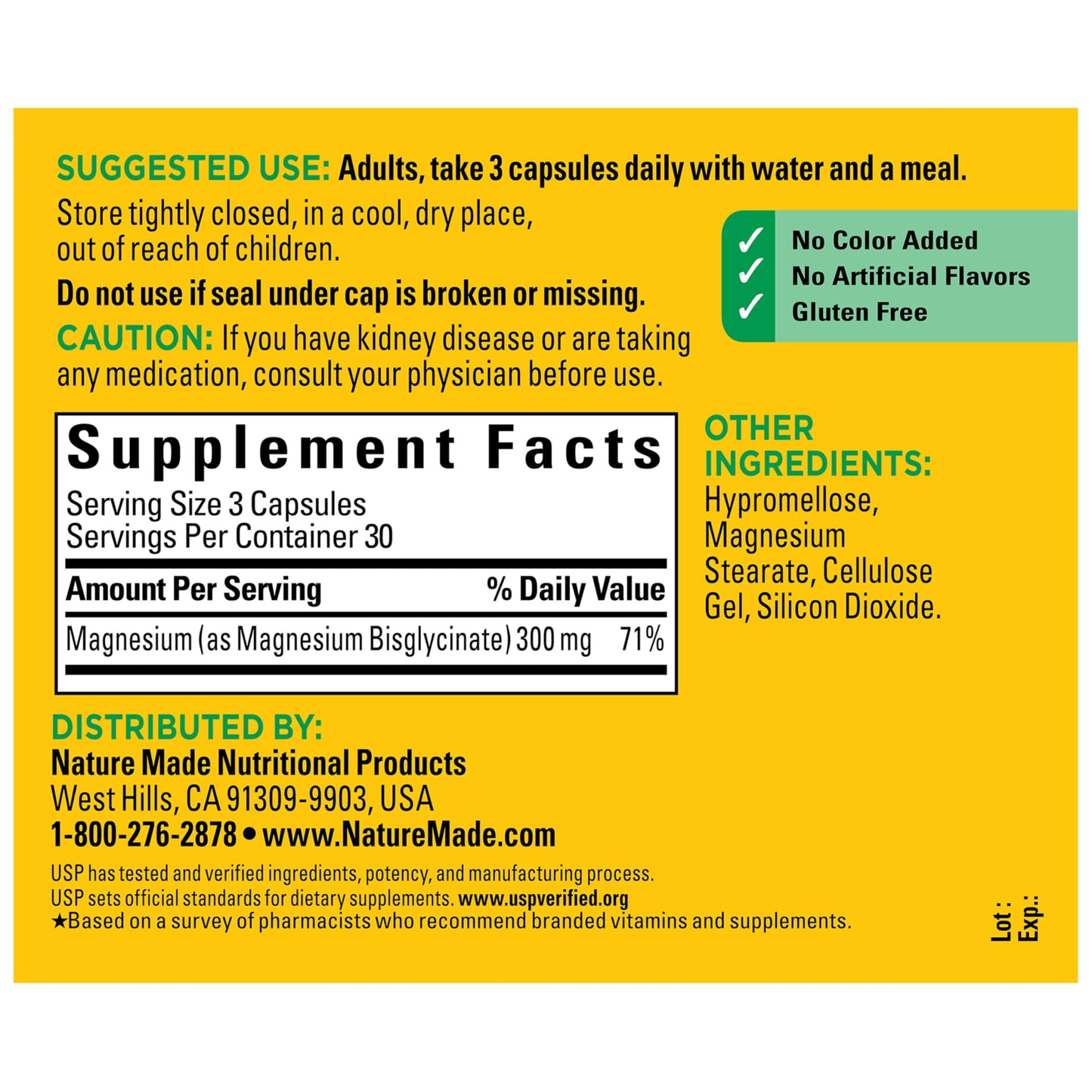 Authentic Nature Made high absorption magnesium supplement bottle for heart and nerve health
