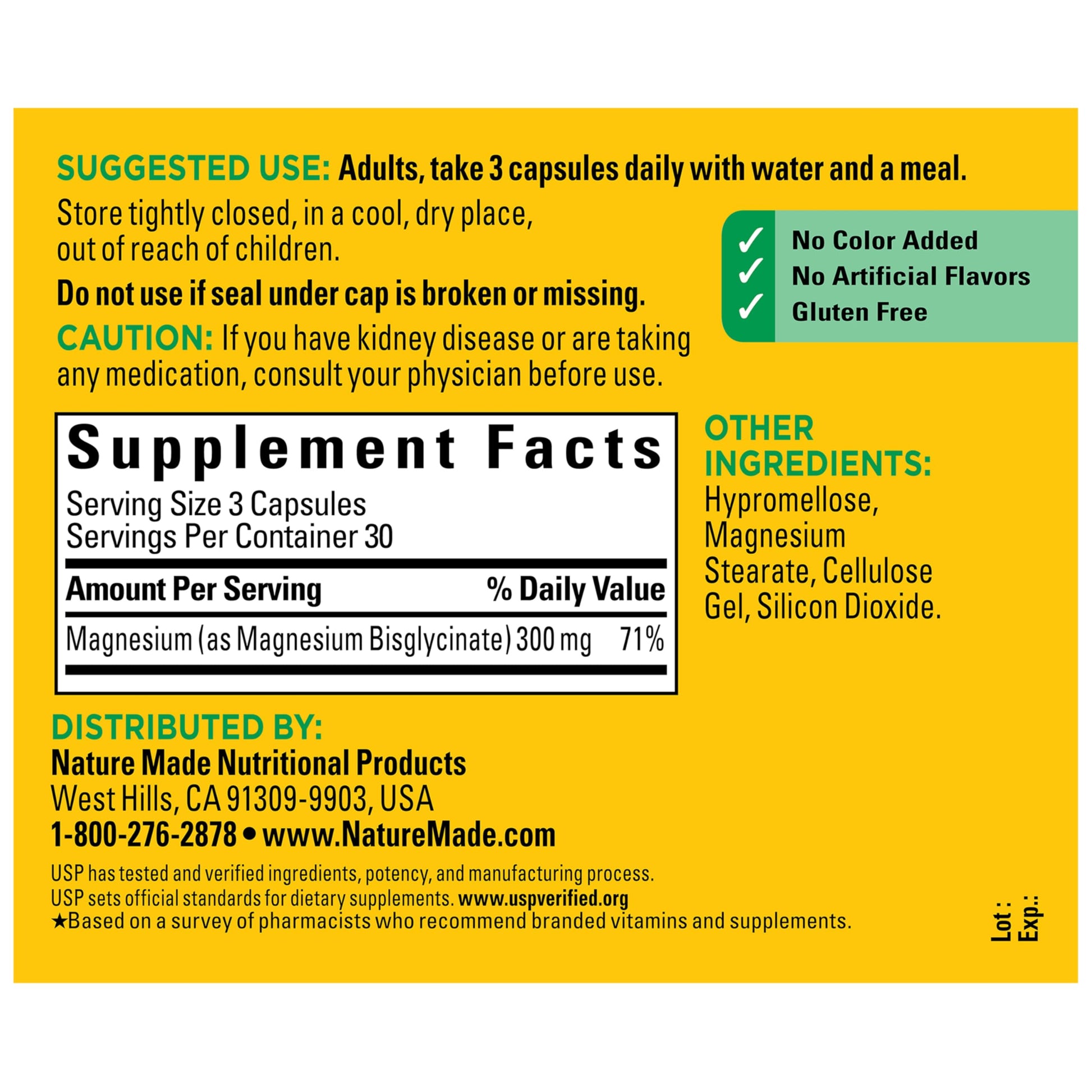 Authentic Nature Made high absorption magnesium supplement bottle for heart and nerve health