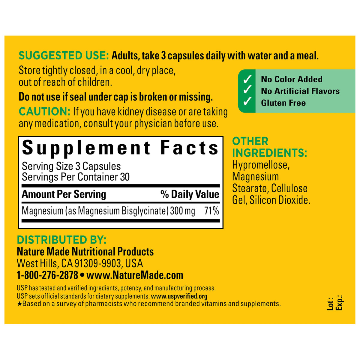 Nature Made Magnesium Glycinate high absorption formula display