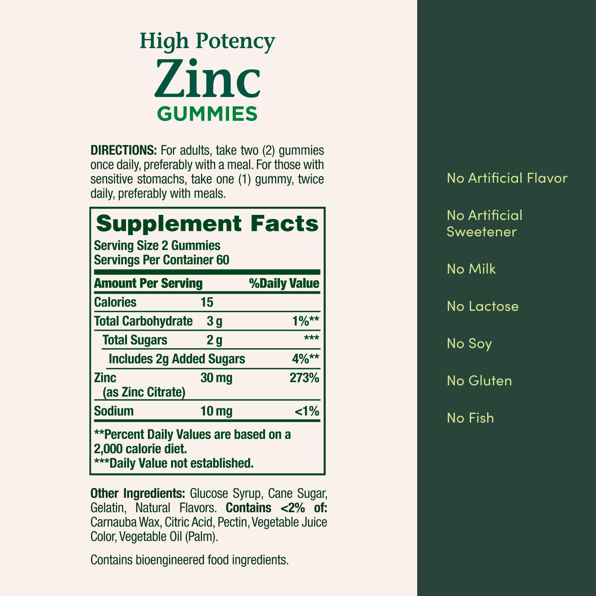 Nature's Bounty gluten free zinc gummies for adults wellness routine