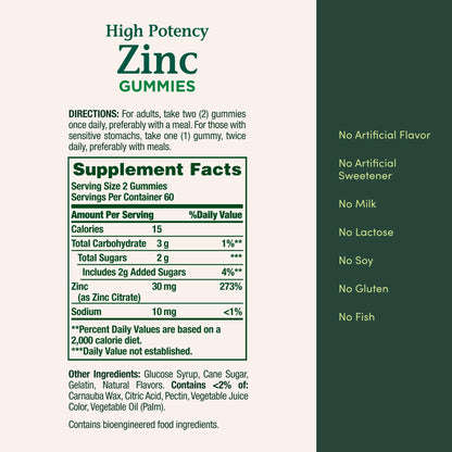 Nature's Bounty gluten free zinc gummies for adults wellness routine