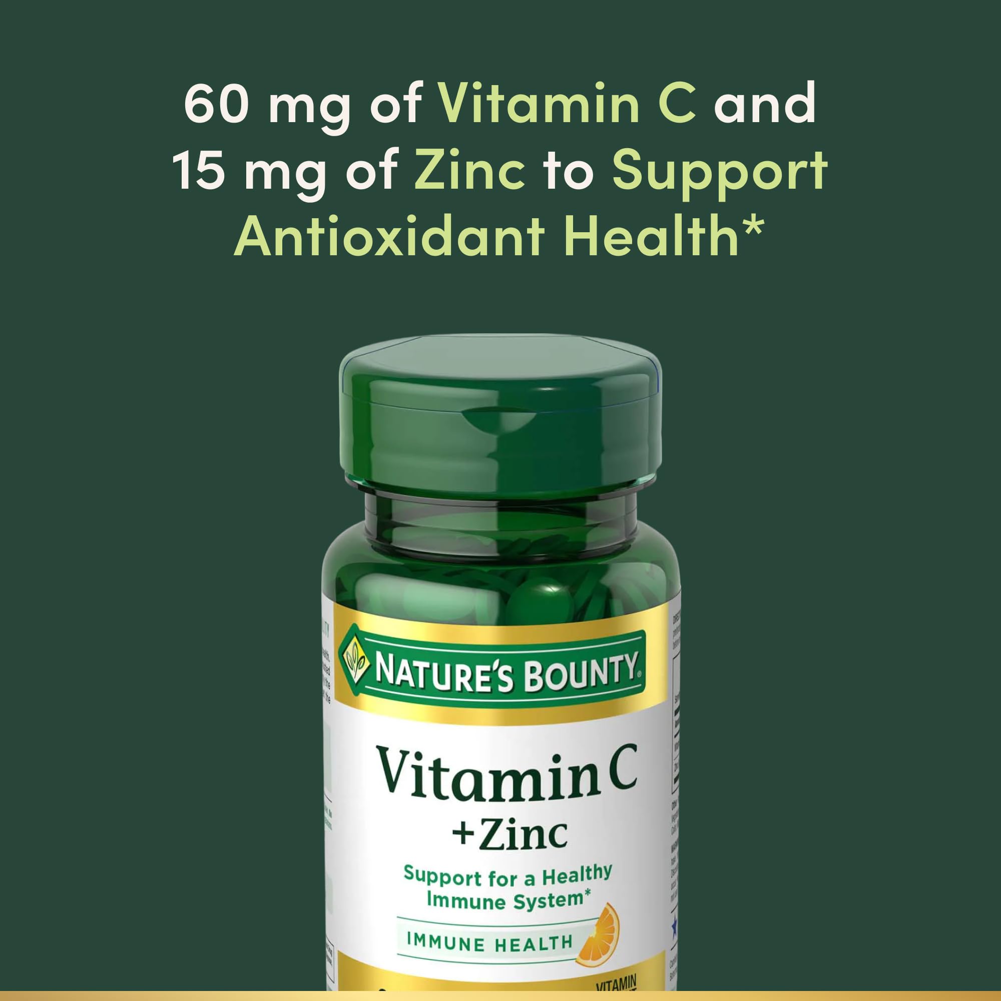 Nature's Bounty natural citrus flavor quick dissolve supplement bottle standing upright.