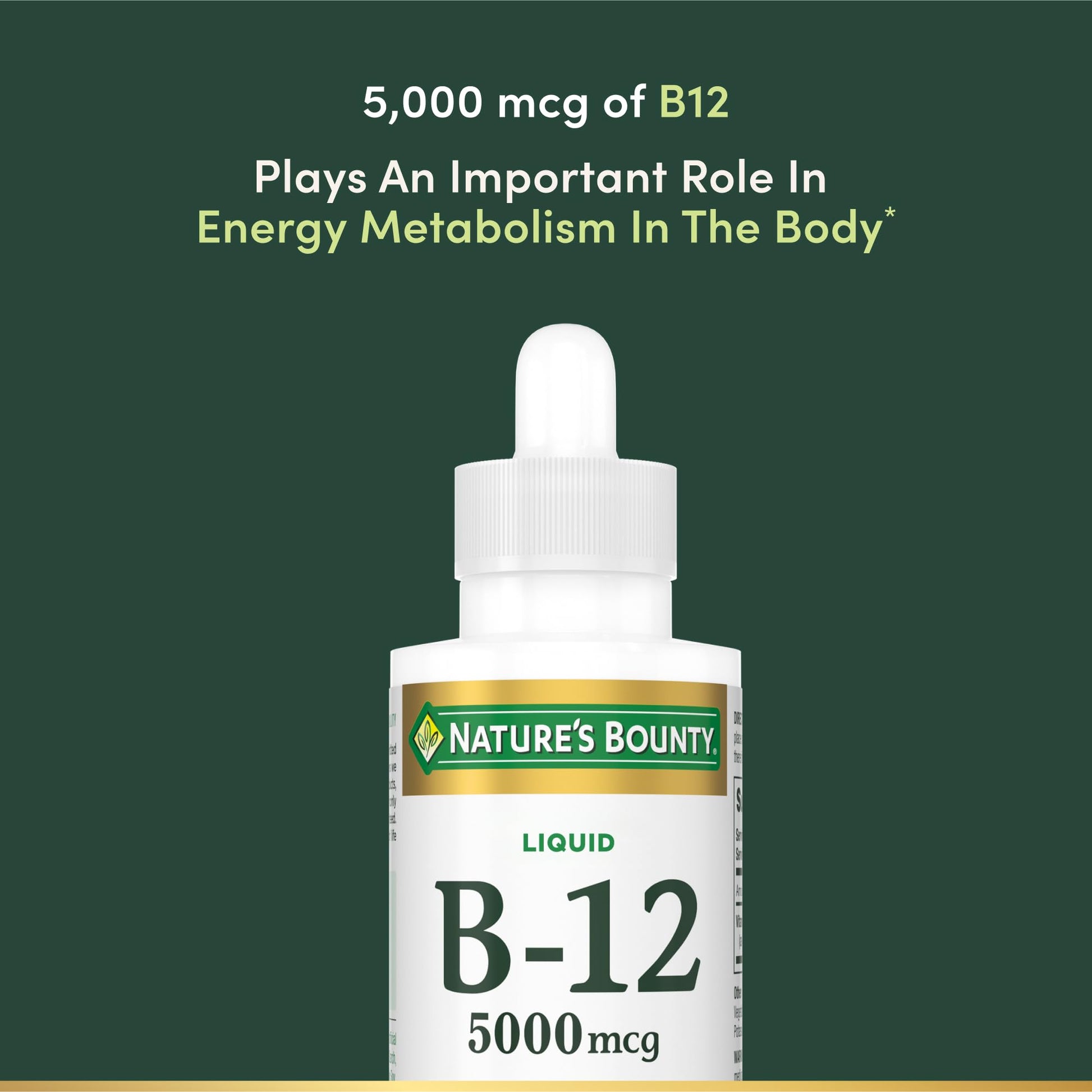 Back label of Nature's Bounty cellular energy support liquid detailing the ingredients and vegetarian friendly certification.