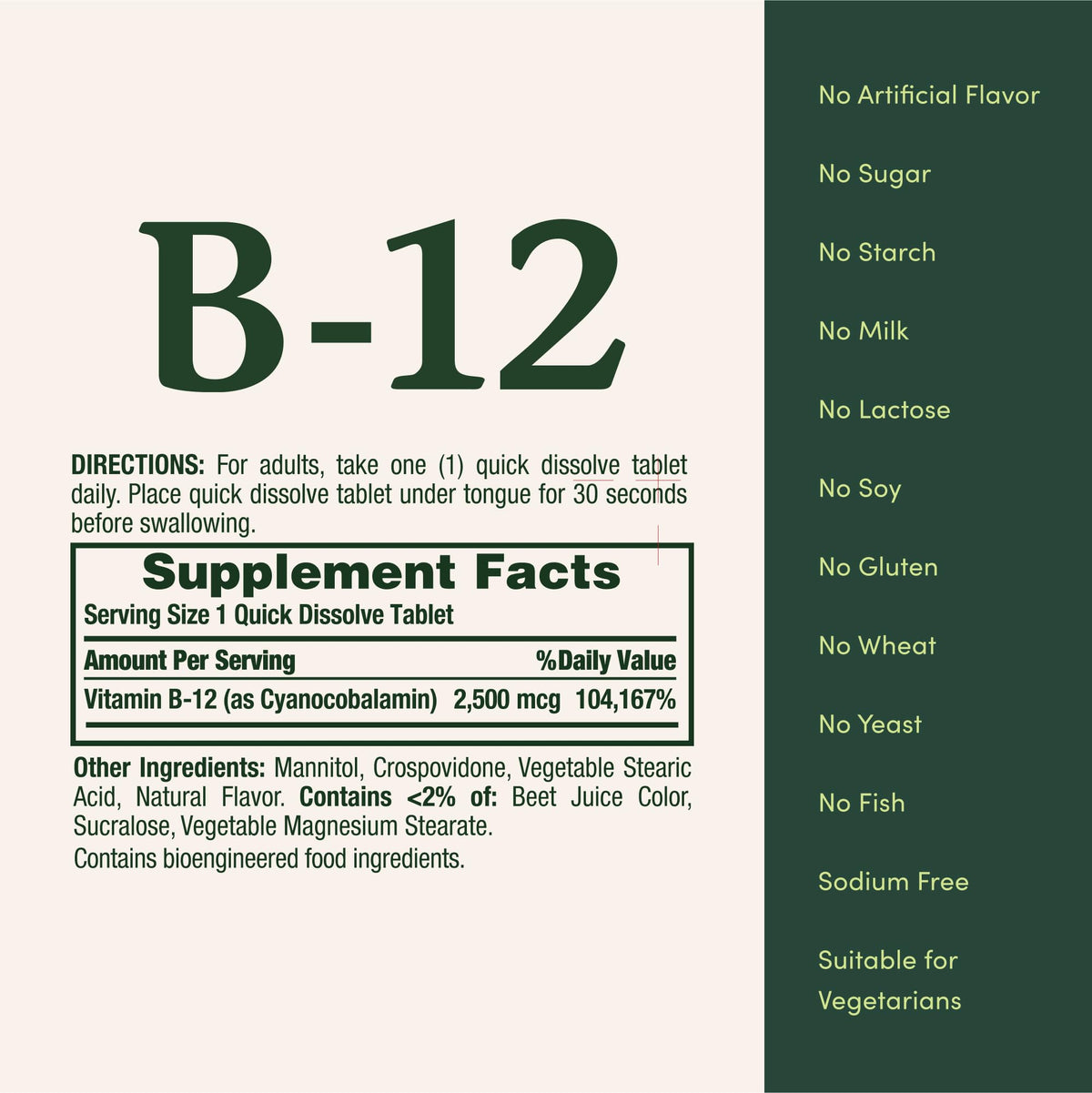 Nature's Bounty B12 quick dissolve sublingual tablets product container