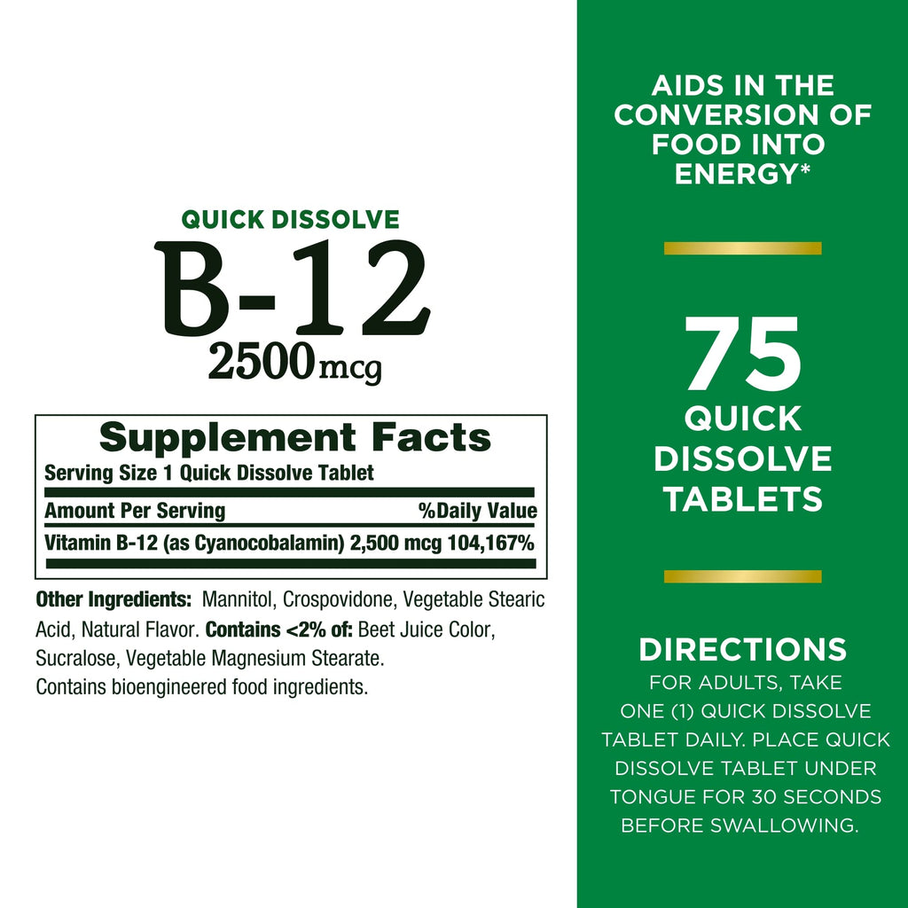 Nature's Bounty authentic imported USA vitamin B12 bottle overview
