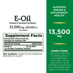 Nature's Bounty Vitamin E Oil supplement label details