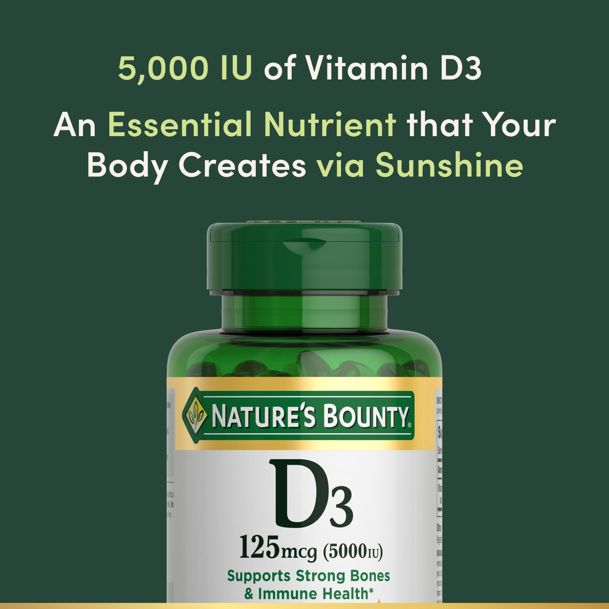 Nature's Bounty high potency vitamin D supplement package contents