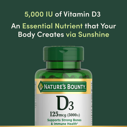 Nature's Bounty high potency vitamin D supplement package contents