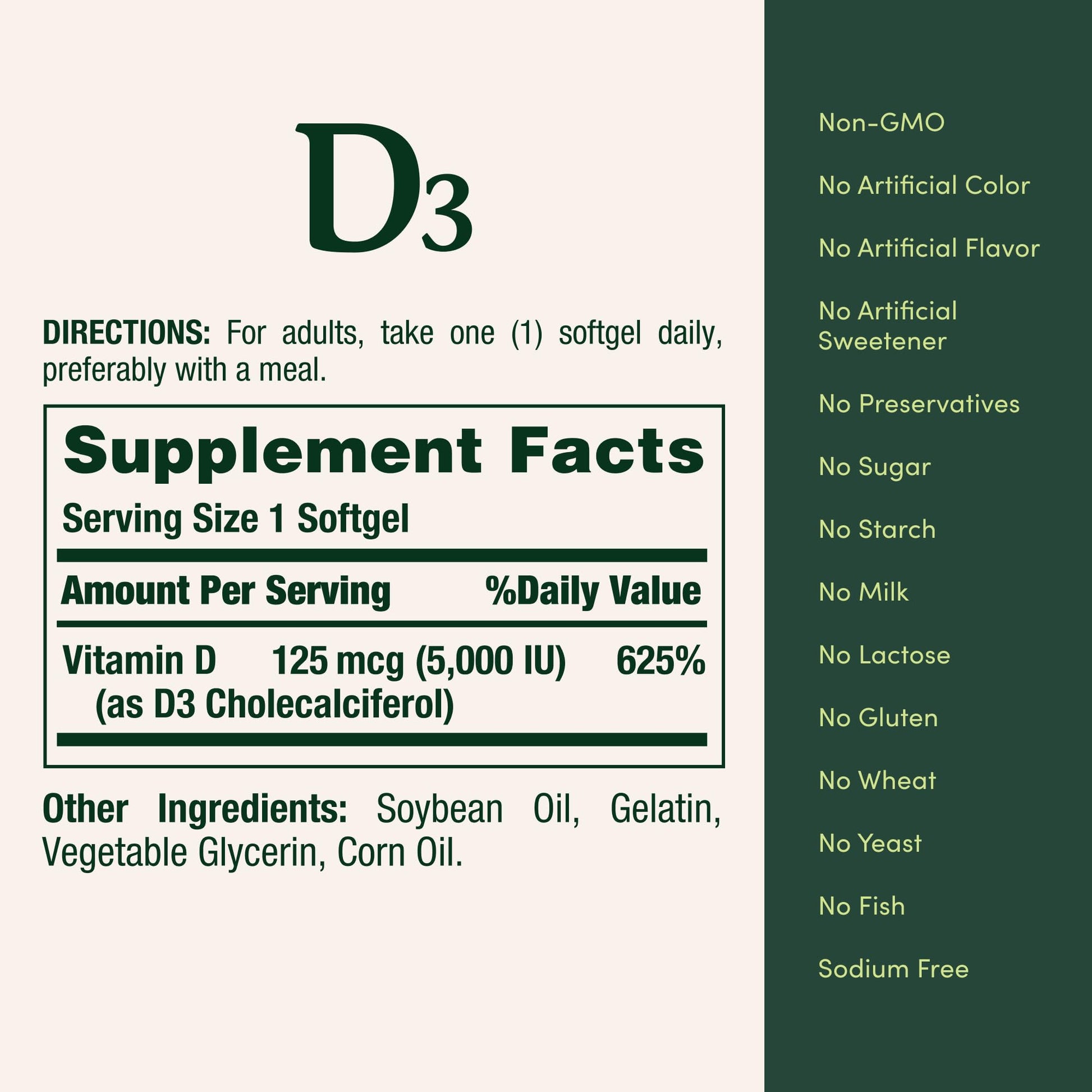 Non GMO gluten free vitamin D3 capsule visual size reference