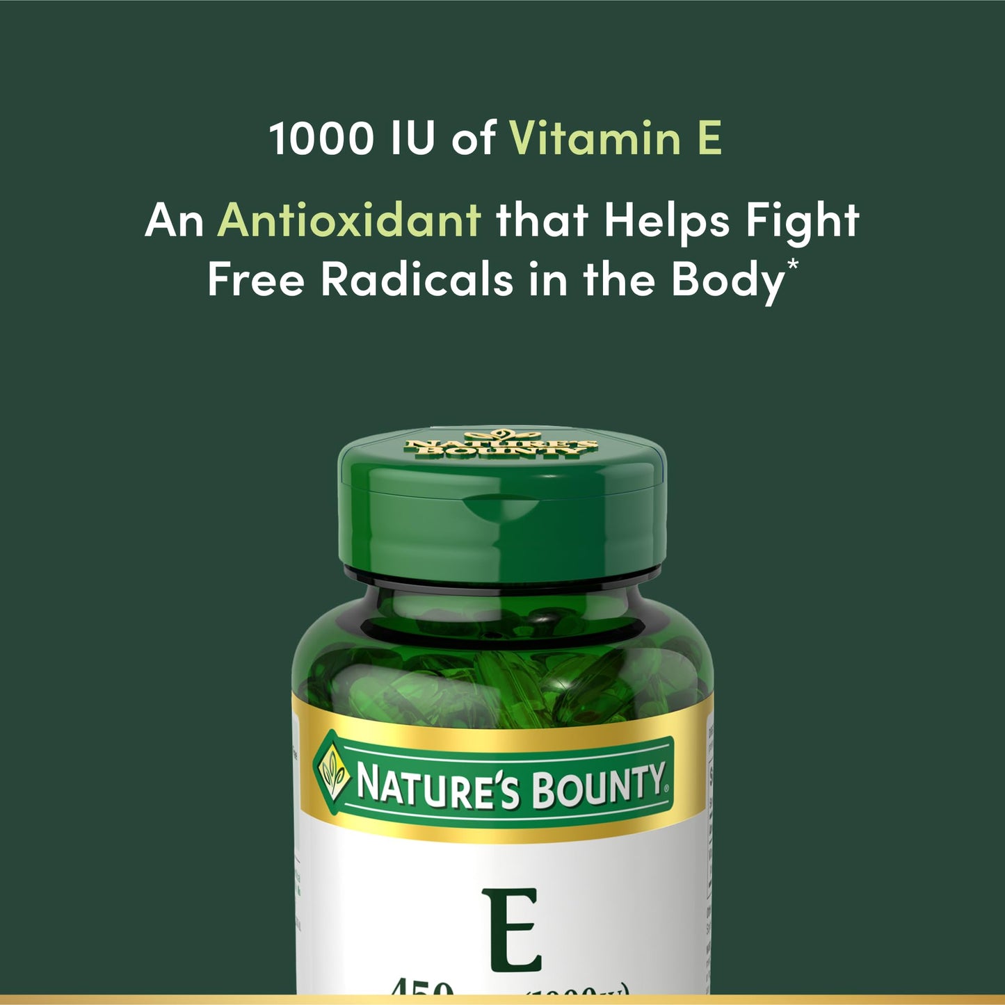 Six non-GMO gluten-free immune support rapid release capsules placed beside the container