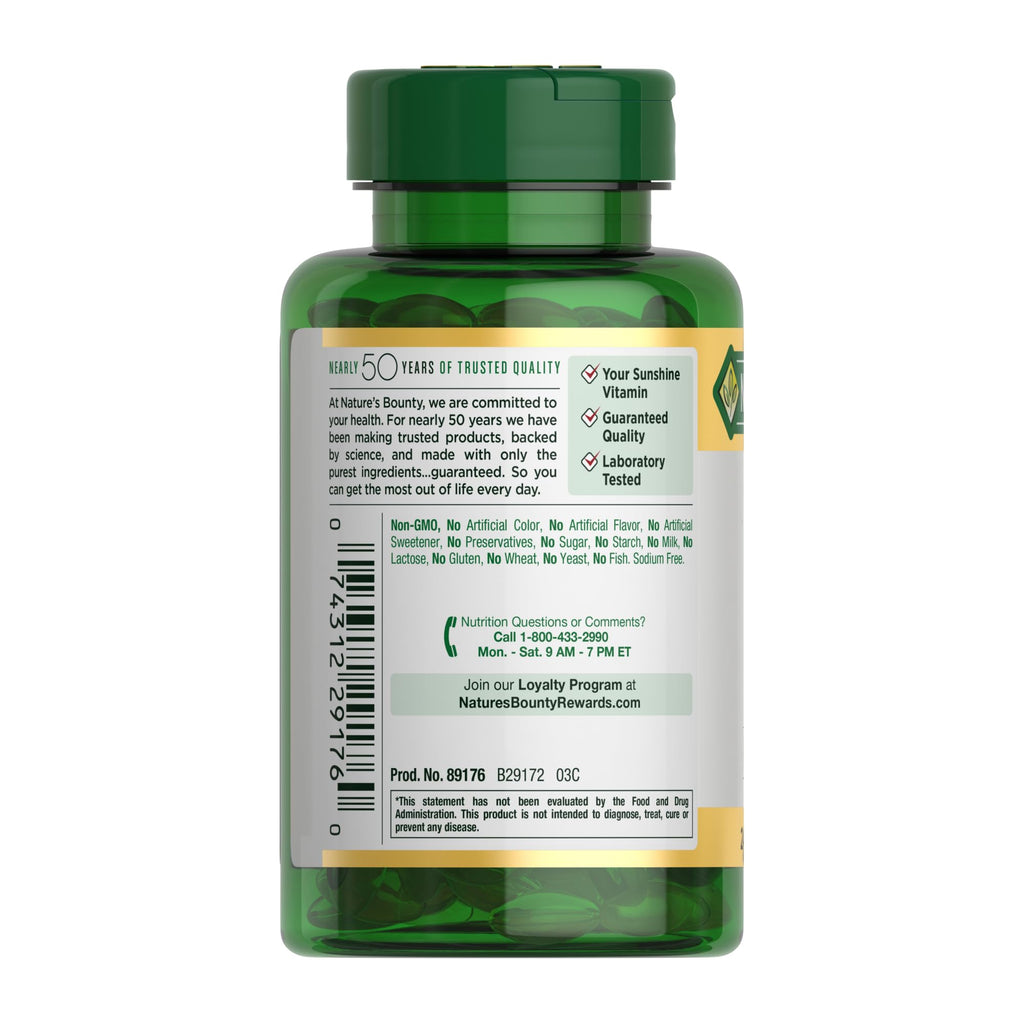 Nature's Bounty D3 bottle next to daily wellness items