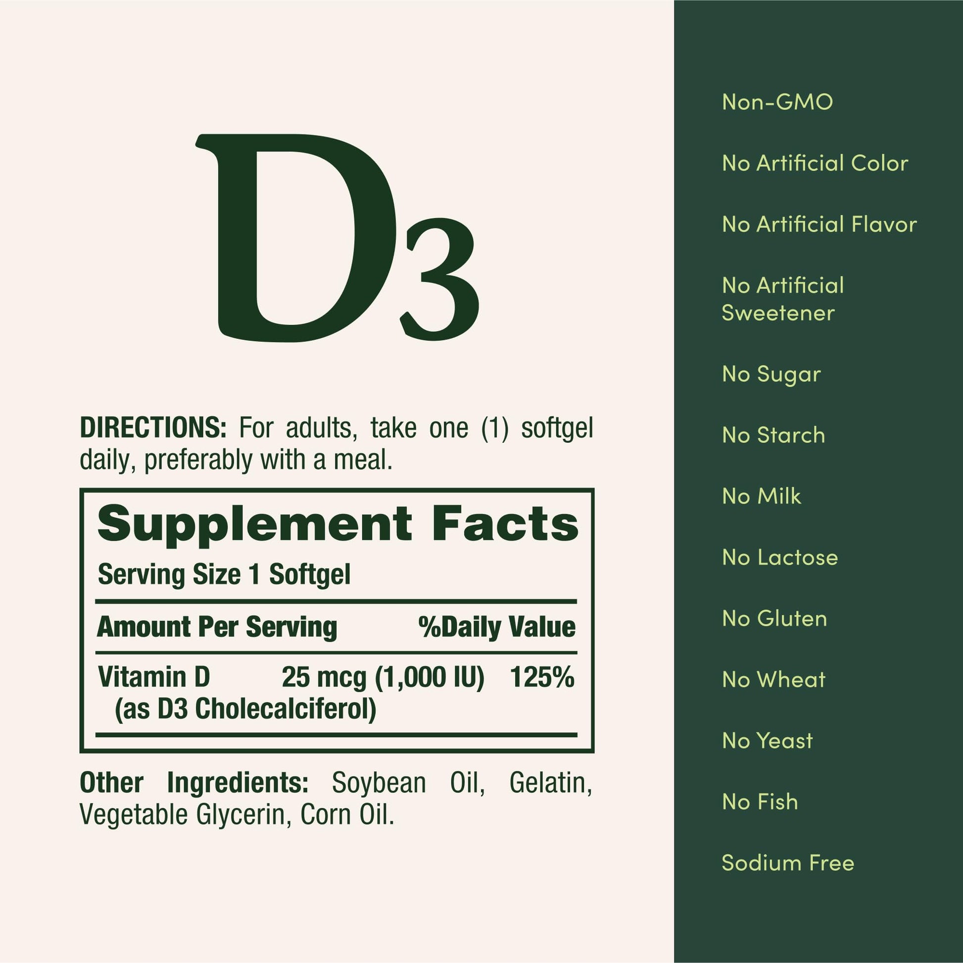 Back label of the immune and bone support supplement showing allergen warnings and instructions