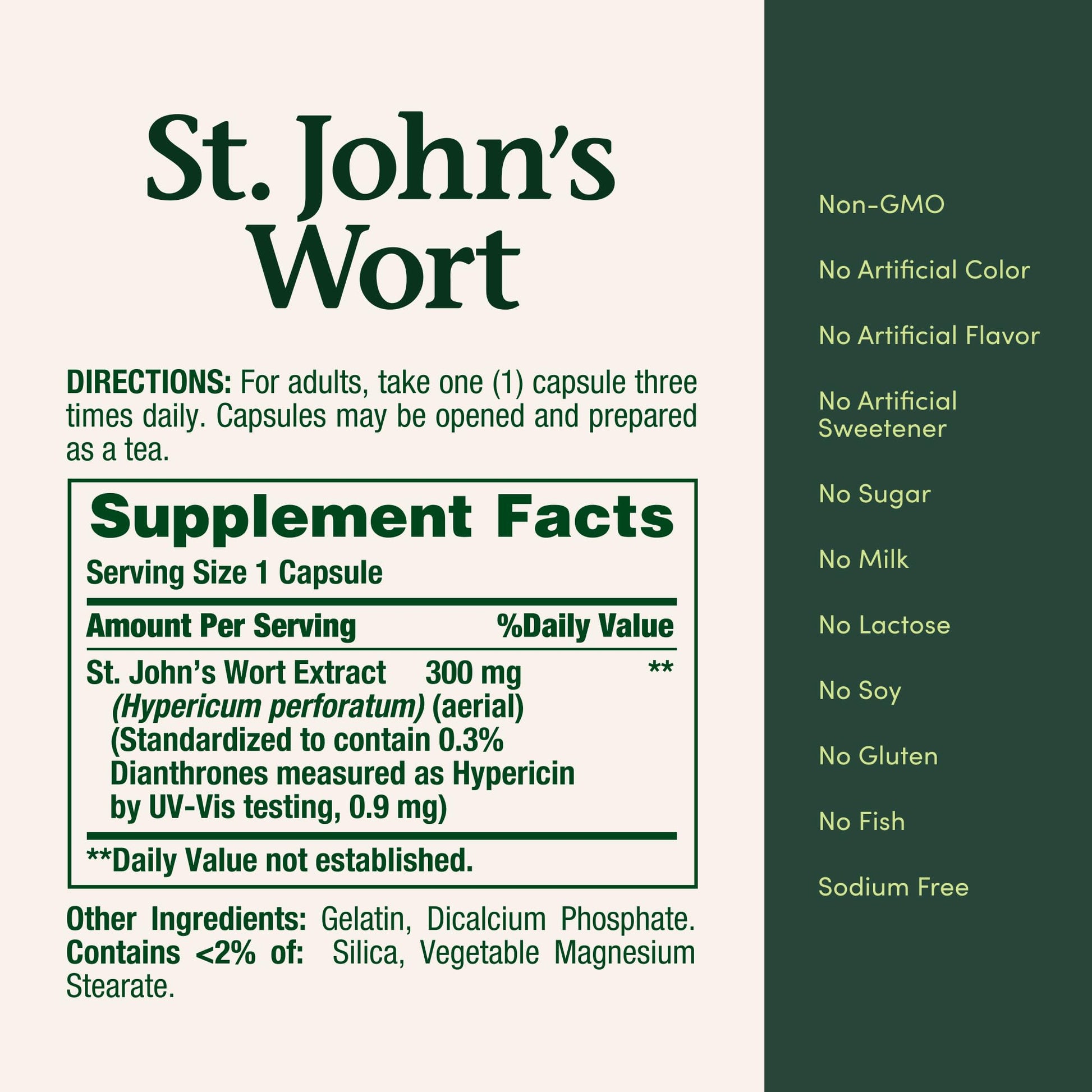 USA imported Nature's Bounty mood supplement non-GMO and gluten-free labels view