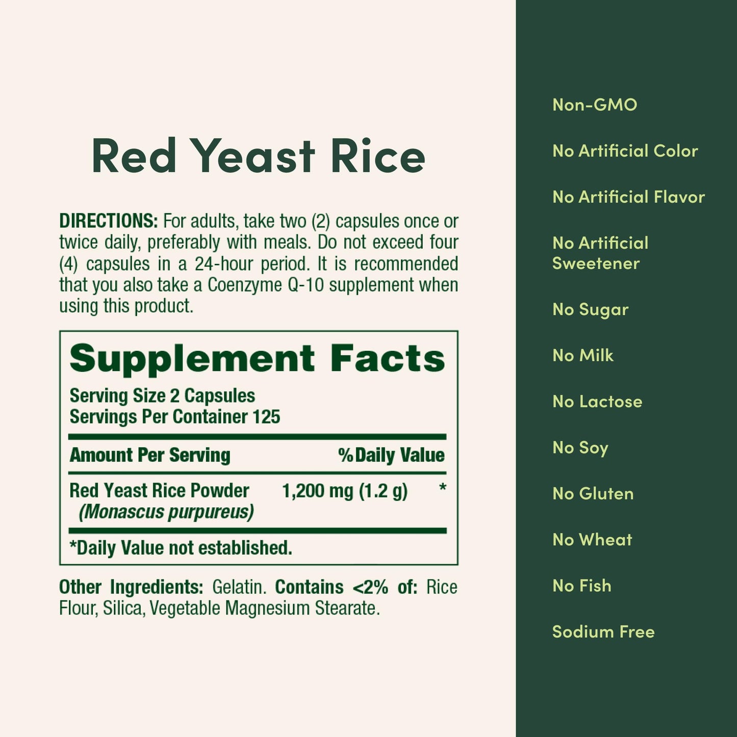Close-up of the US lab tested premium red yeast rice 600 mg product packaging