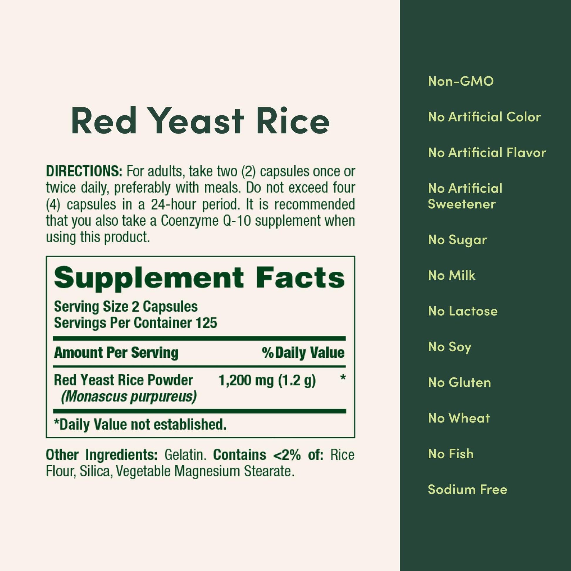Close-up of the US lab tested premium red yeast rice 600 mg product packaging
