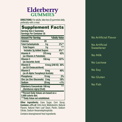 Close up of gelatin free fruit pectin elderberry gummies by Nature's Bounty