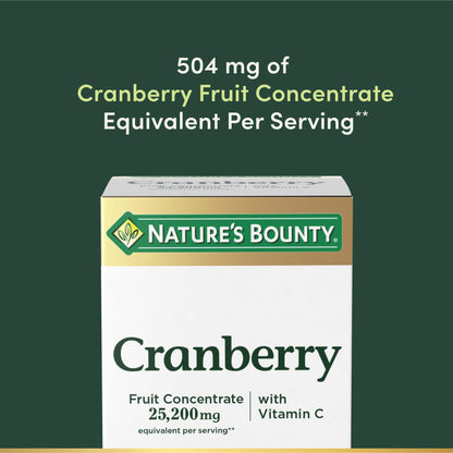 Nature's Bounty Triple Strength Cranberry side view rapid release softgels for bladder support.
