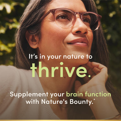 Authentic Nature's Bounty Ginkgo Biloba bottle highlighting vegetarian-friendly and standardized extract icons.
