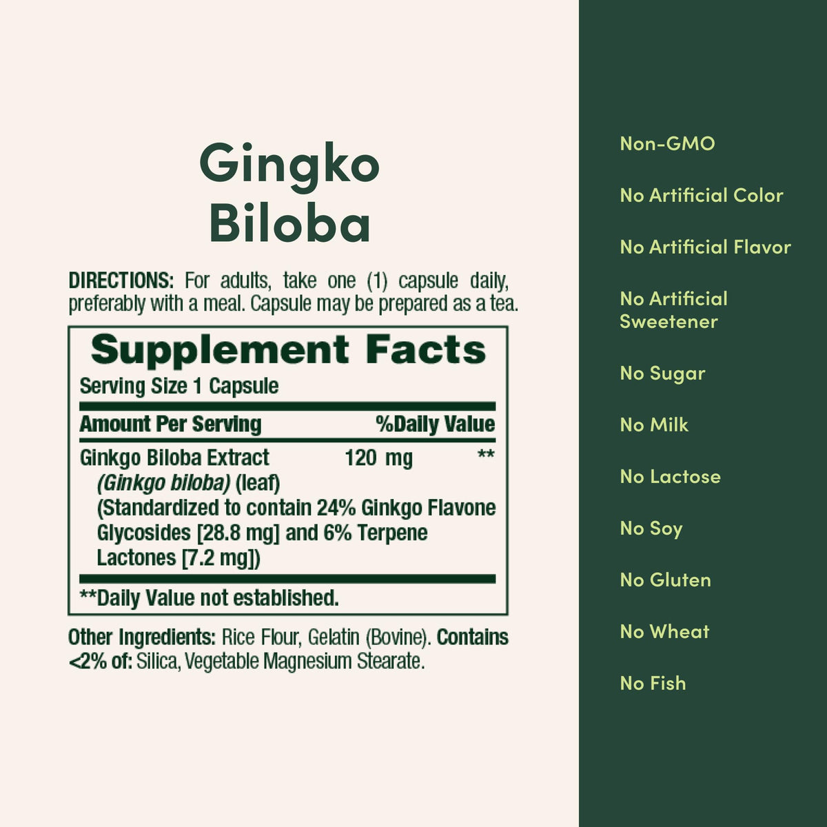 Bottle cap and safety seal of ginkgo biloba supplement