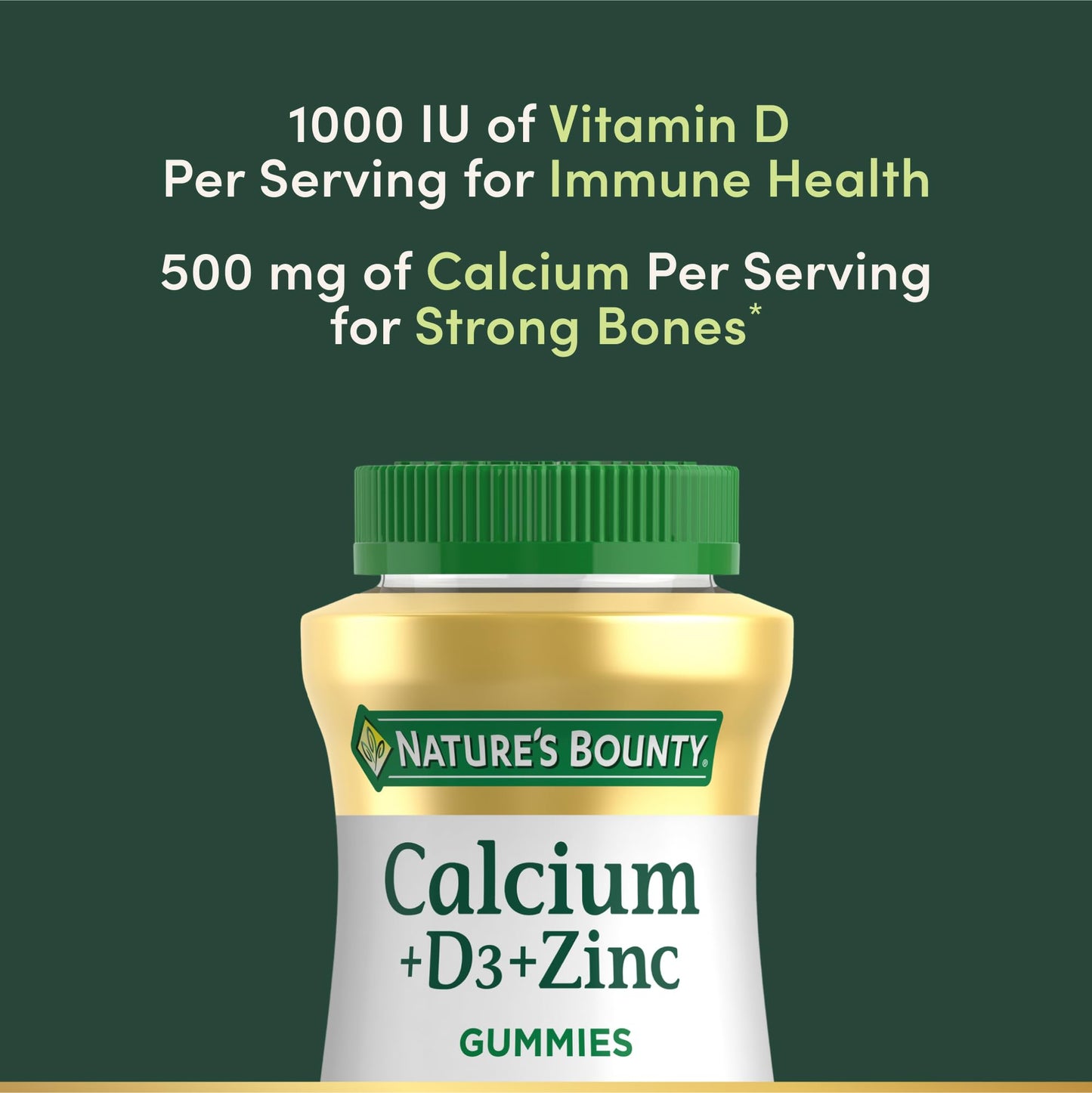 Imported Nature's Bounty immune and bone support gummies nutrition facts and ingredients label