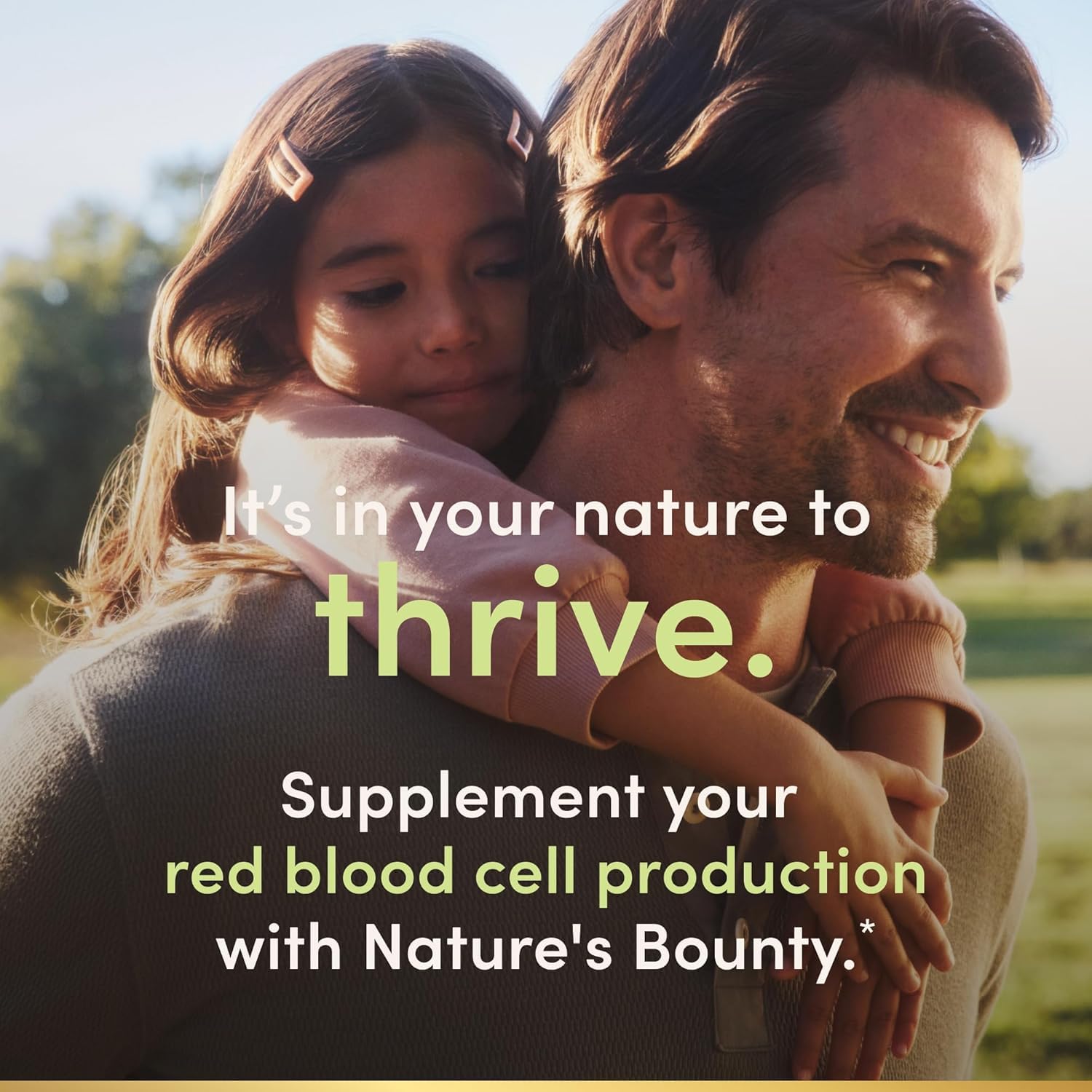 Close up view of the authentic USA imported Nature's Bounty iron supplement packaging details.