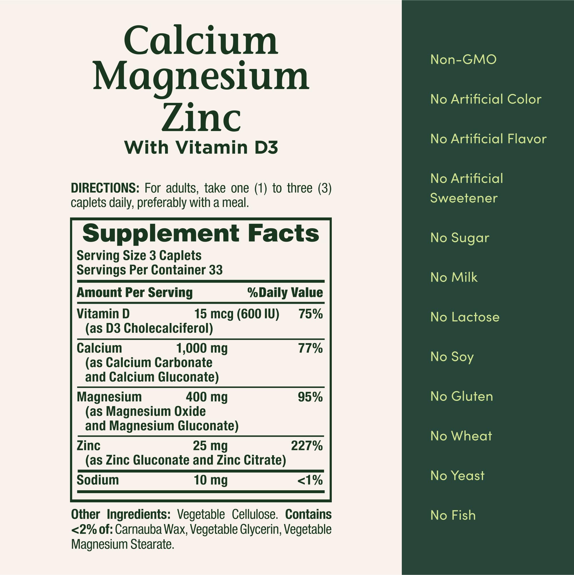 Nature's Bounty daily bone health mineral supplement bottle presented upright displaying the 100 coated caplets quantity text