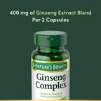 Nature's Bounty Ginseng Complex herbal health capsules close up