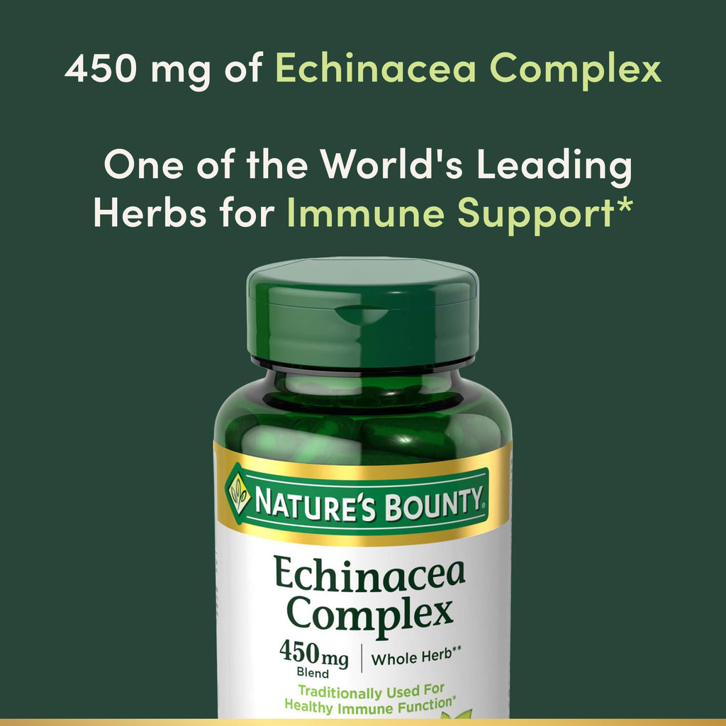Natures Bounty Echinacea Complex bottle back view ingredients and usage